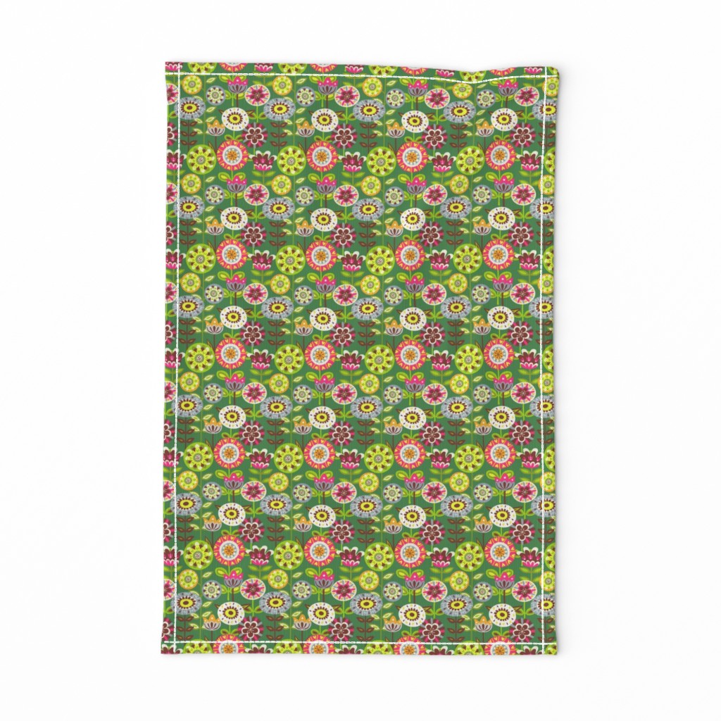 Retro summer flowers - green