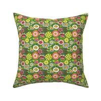 Retro summer flowers - green