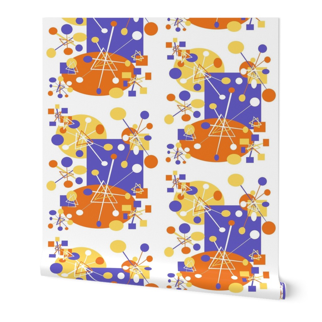 Geometric Atomic Wallpaper II White 