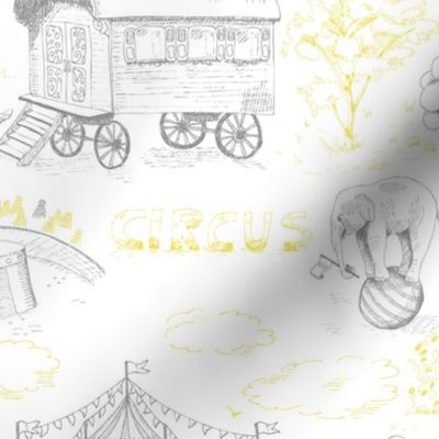 Circus Toile De Jouy meets retro circus - in pantone 2021 colors
