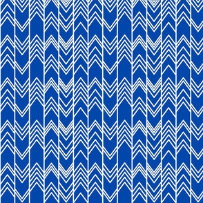 Cobalt Blue Ikat Ziggy - Chevron Herringbone 