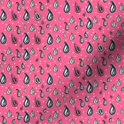 Bohemian Weather Paisley Raindrops / Teardrops on Bubblegum Pink