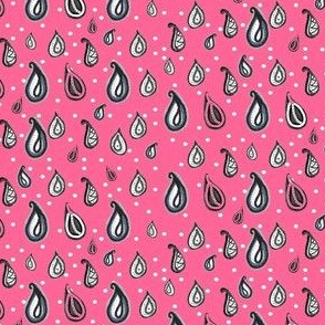 Bohemian Weather Paisley Raindrops / Teardrops on Bubblegum Pink