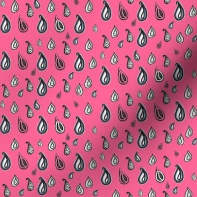  Pink Paisley Raindrops, Bubble Gum Pink Teardrops