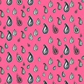  Pink Paisley Raindrops, Bubble Gum Pink Teardrops
