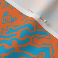 Ikat orange and aqua-ch