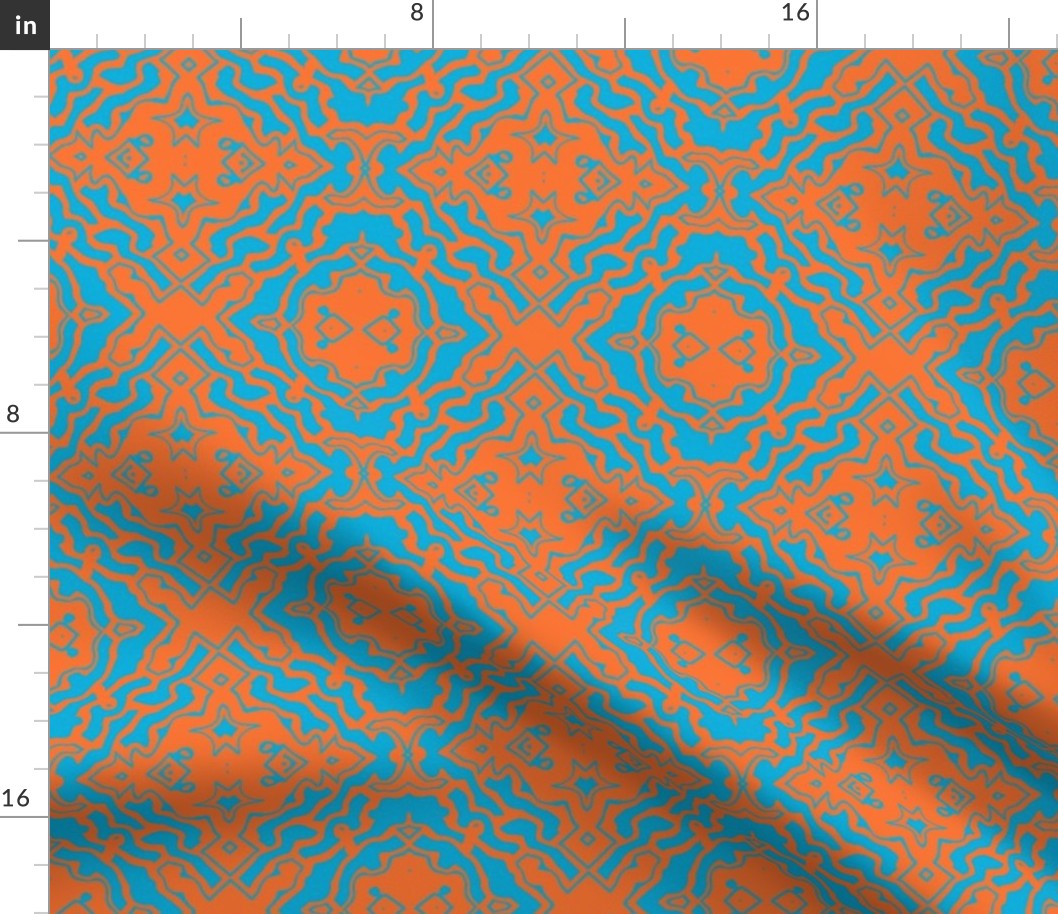 Ikat orange and aqua-ch