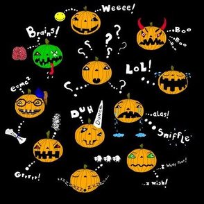 Different types of emotional Halloween Pumpkins 