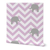 Baby Elephants on Pink Lilac Chevron