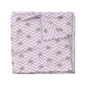 Baby Elephants on Pink Lilac Chevron