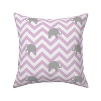 Baby Elephants on Pink Lilac Chevron