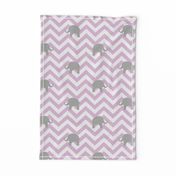 Baby Elephants on Pink Lilac Chevron