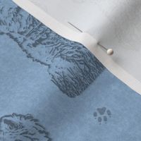 Sitting Westie stamp - blue