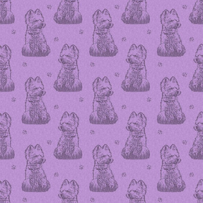 Sitting Westie stamp - purple
