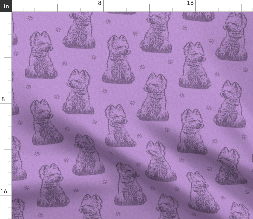 Sitting Westie stamp - purple