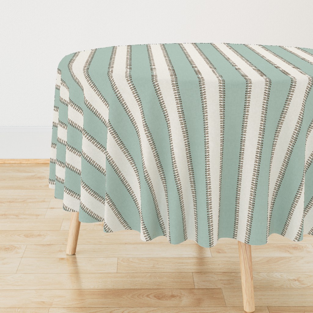 Vintage Jellyfish Stripe in Aquamarine and Linen 