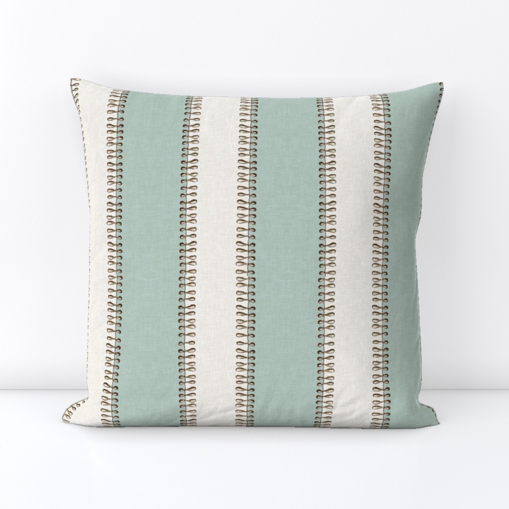 Vintage Jellyfish Stripe in Aquamarine and Linen 