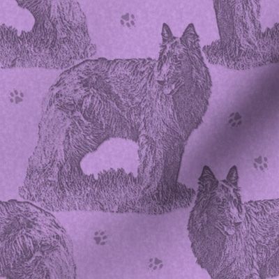 Belgian sheepdog standing stamp - purple