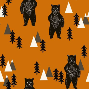 forest bear // kids woodland outdoors camping bear mountains boys room boys nursery baby 