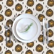 lion fabric // lion head grey and gold mustard boys nursery baby boy kids 