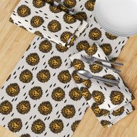 lion fabric // lion head grey and gold mustard boys nursery baby boy kids 