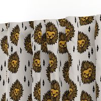 lion fabric // lion head grey and gold mustard boys nursery baby boy kids 