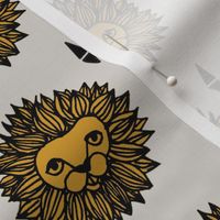 lion fabric // lion head grey and gold mustard boys nursery baby boy kids 