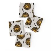 lion fabric // lion head grey and gold mustard boys nursery baby boy kids 