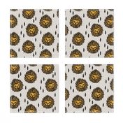 lion fabric // lion head grey and gold mustard boys nursery baby boy kids 