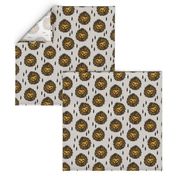 lion fabric // lion head grey and gold mustard boys nursery baby boy kids 