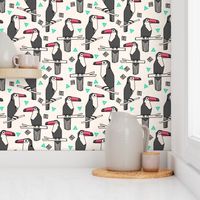 toucans // toucan bird tropical tropicals birds palms print toucan print