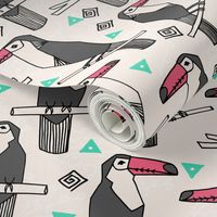 toucans // toucan bird tropical tropicals birds palms print toucan print