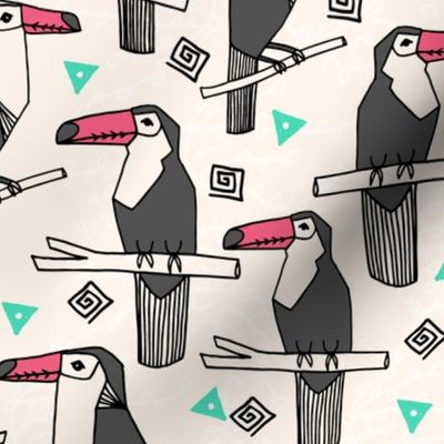 toucans // toucan bird tropical tropicals birds palms print toucan print