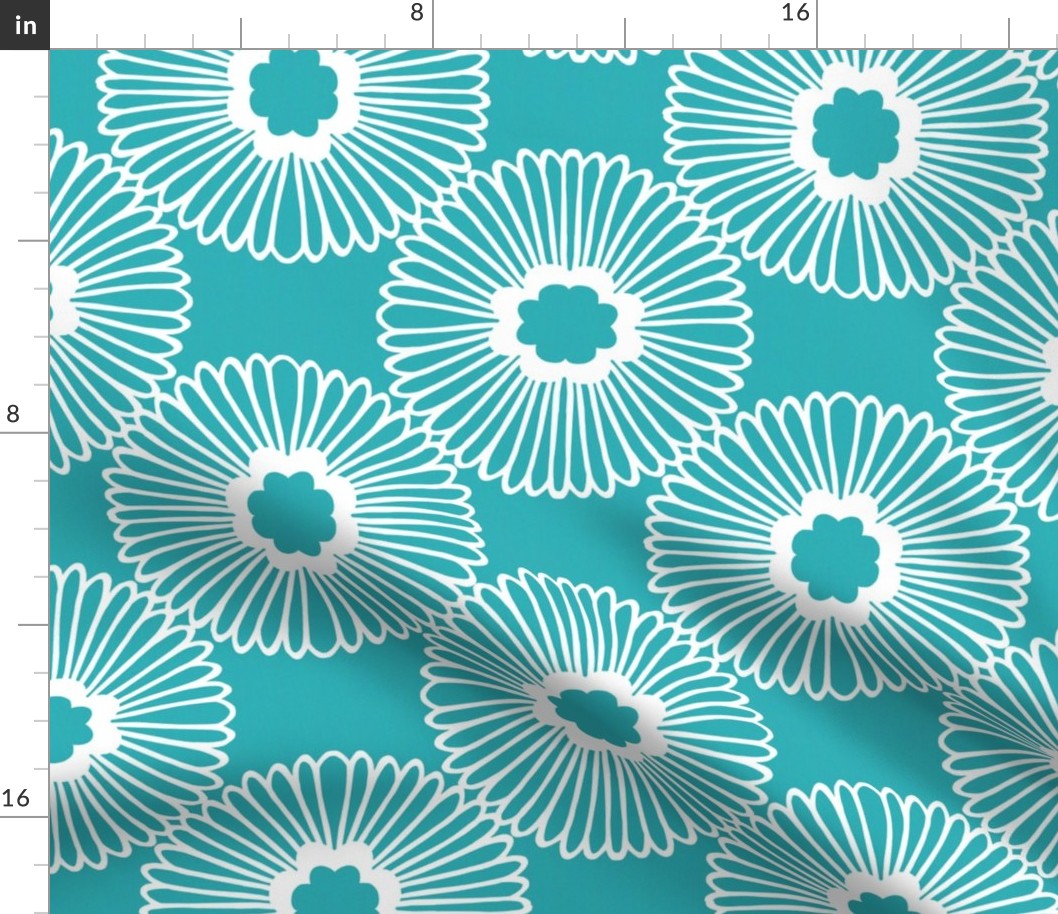 Flower - Teal - Reverse - large scale