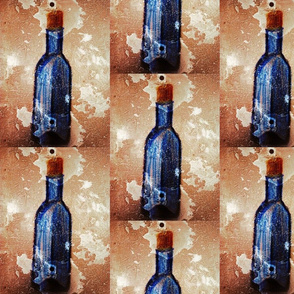 Wine bottles in blue