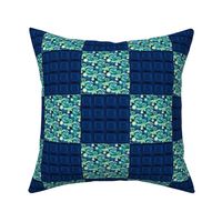 Police Box Squares + Van Gogh's Starry Night Swirls, Cheater Patchwork Quilt Blocks