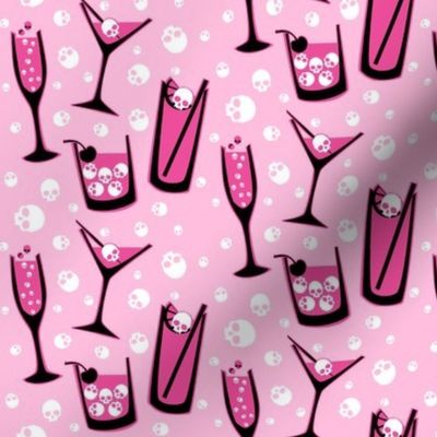 Retro Skull Cocktails (pink on pink)