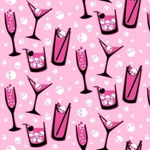 Retro Skull Cocktails (pink on pink)