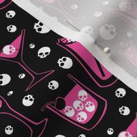 Retro Skull Cocktails (pink on black)