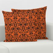 Halloween Witch Damask- Orange