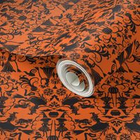 Halloween Witch Damask- Orange