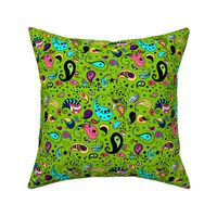 Colorful Paisley on Bright Grass Green