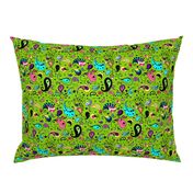 Colorful Paisley on Bright Grass Green