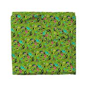 Colorful Paisley on Bright Grass Green