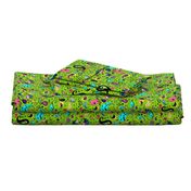 Colorful Paisley on Bright Grass Green