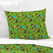 Colorful Paisley on Bright Grass Green