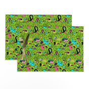 Colorful Paisley on Bright Grass Green