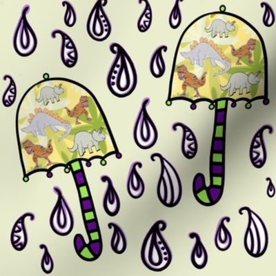 Bohemian Weather Dinosaur Umbrellas on Purple 