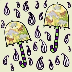 Bohemian Weather Dinosaur Umbrellas on Purple 