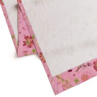 Pressed flowers on pink